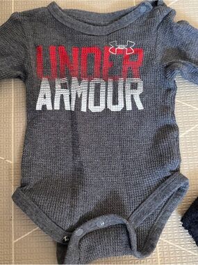 Under Armour Gray Baby Bodysuit with Red and White Logo